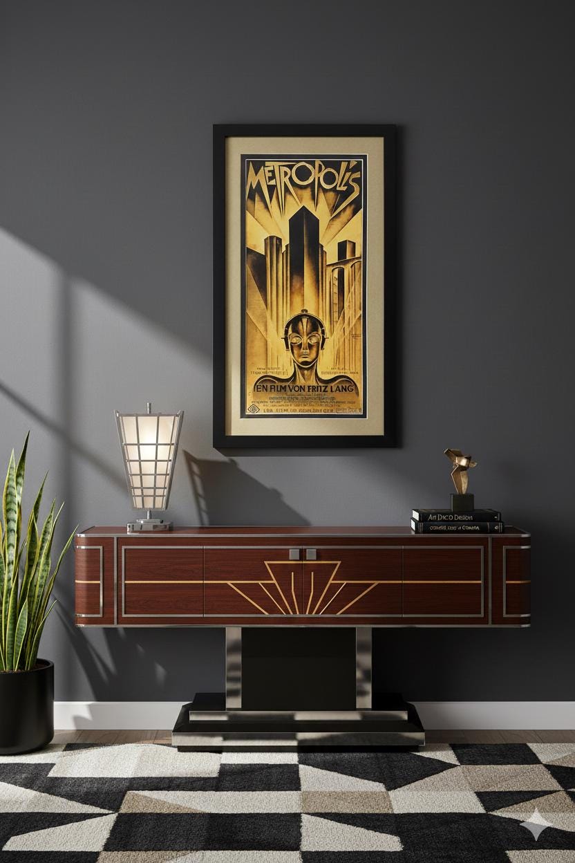 Metropolis Poster Framed with Metallic Gold Mat