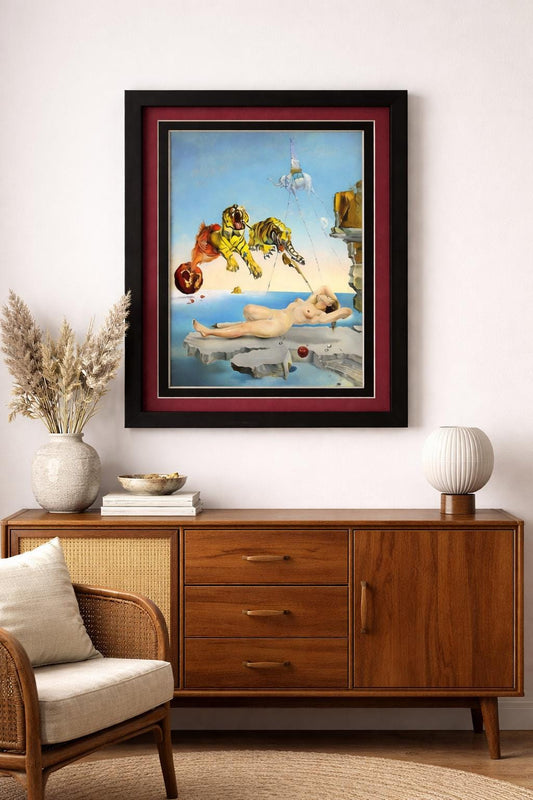 Salvador Dalí Tiger Dream Framed Art Print | Surrealist Masterpiece | Black Wood Frame with Double Mat
