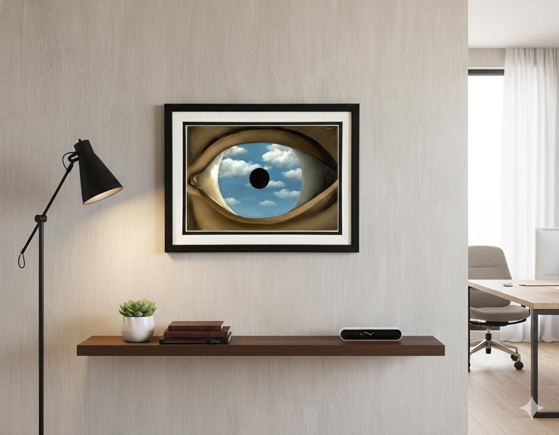 Magritte False Mirror Framed Print