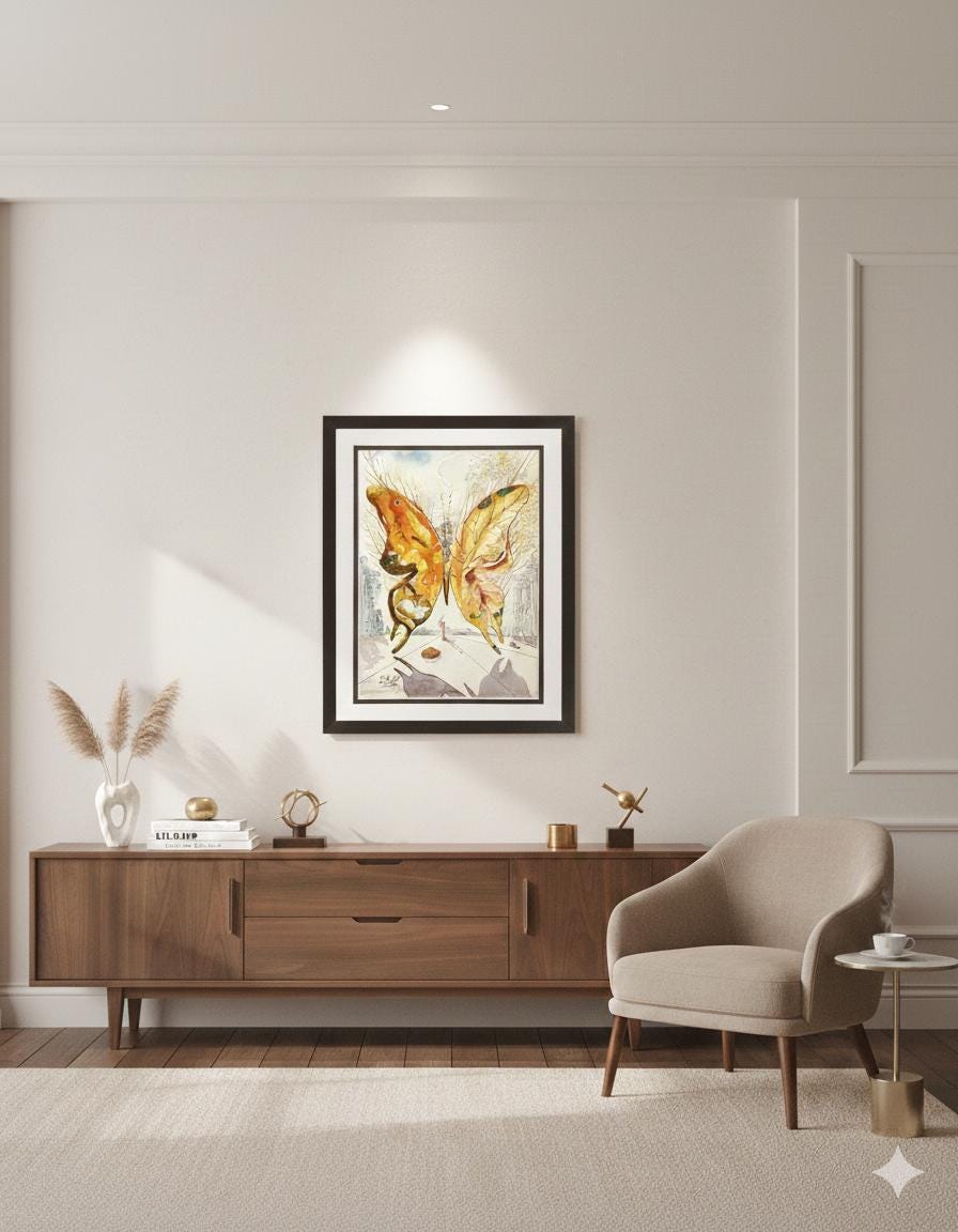 Dali Butterfly Print Gallery Framed Art