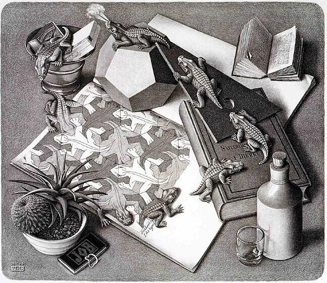 M.C. Escher Reptiles Print Framed Poster