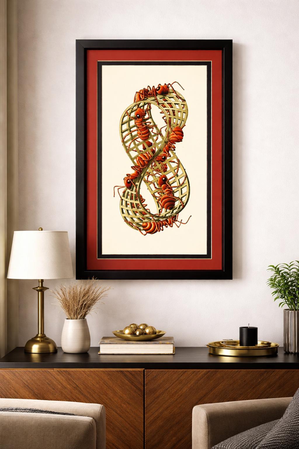 MC Escher "Mobius Strip II" (Red Ants) 1963 Framed Art Print