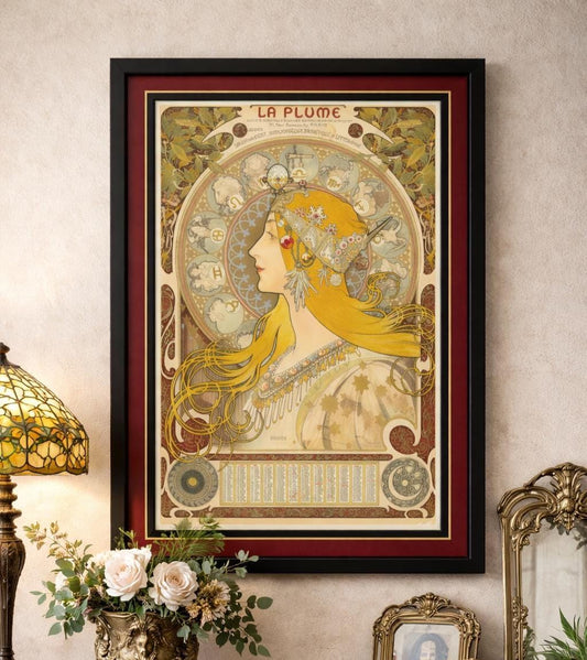 Mucha Print Framed Poster La Plume