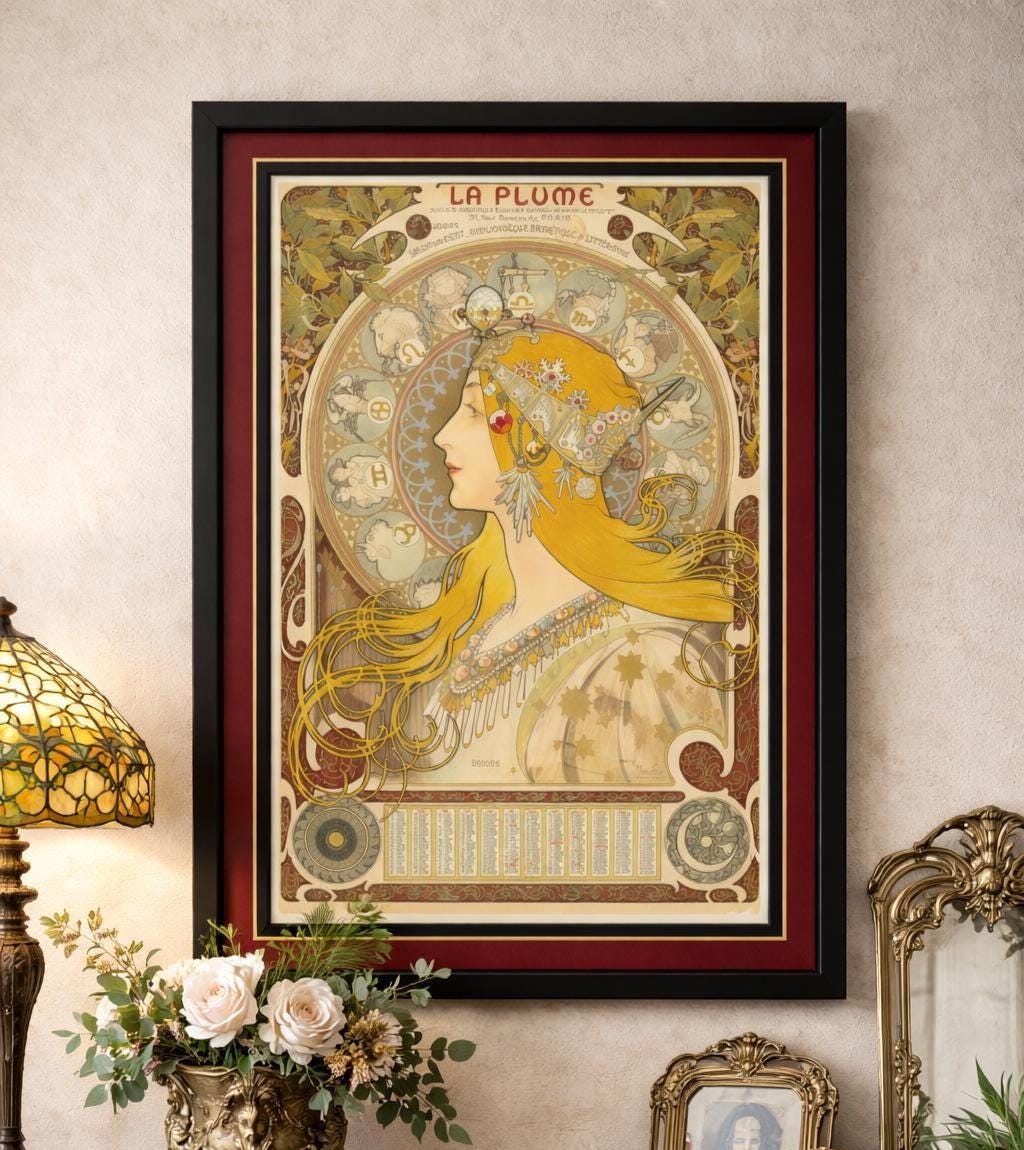 Mucha Print Framed Poster La Plume
