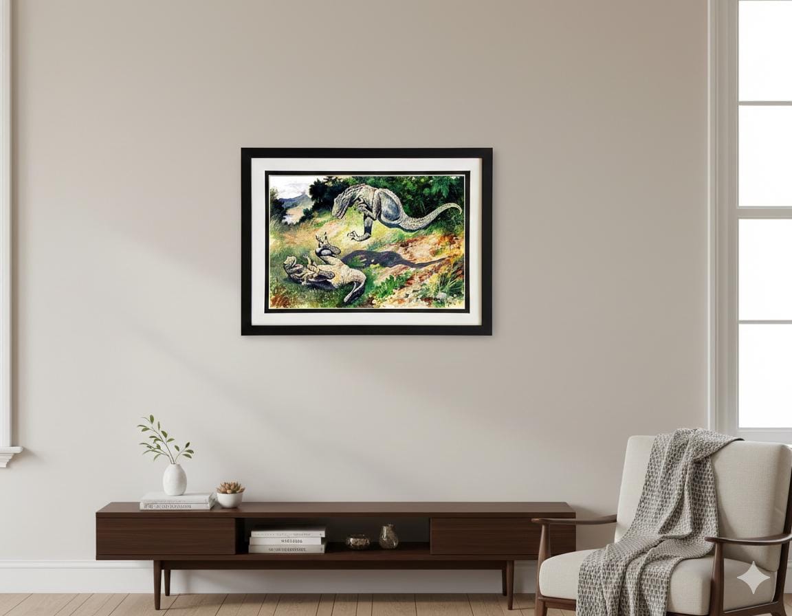 Allosaurus Battle Framed Art Print by Charles R. Knight
