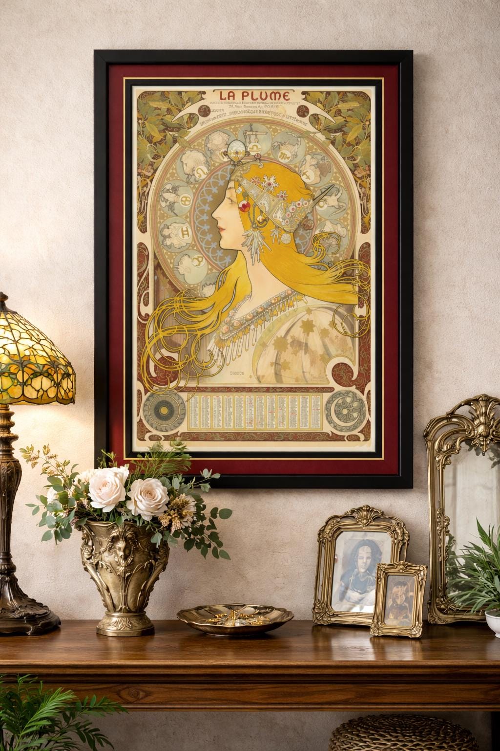 Mucha Print Framed Poster La Plume
