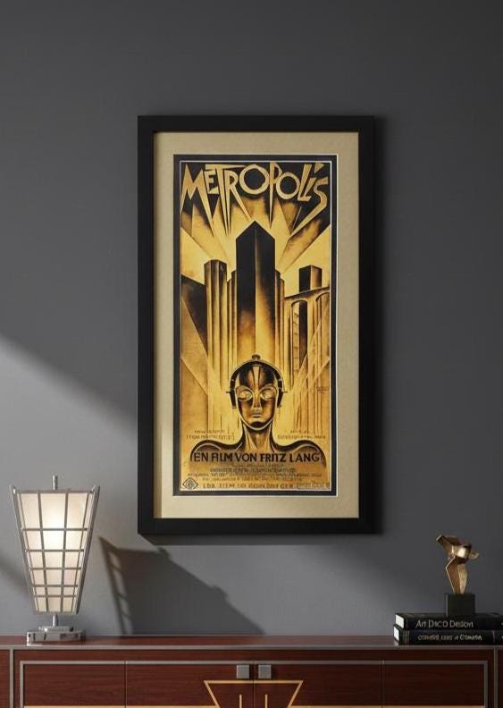 Metropolis Poster Framed with Metallic Gold Mat