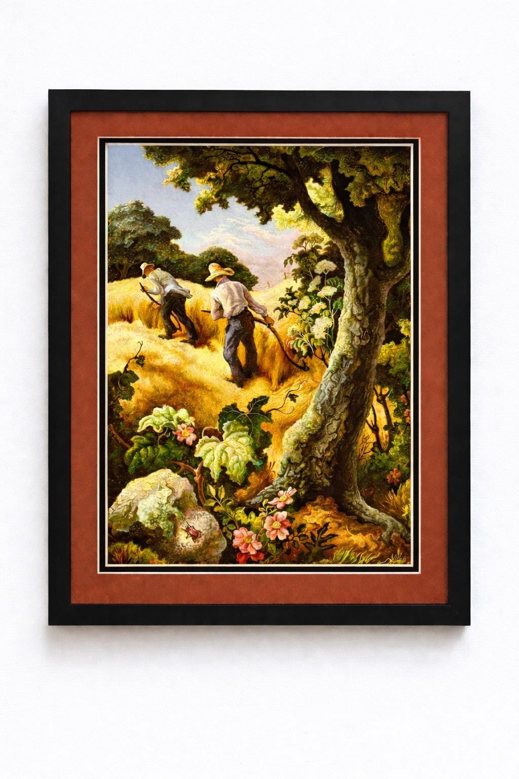 July Hay by Thomas Hart Benton Framed Print With Double Mat