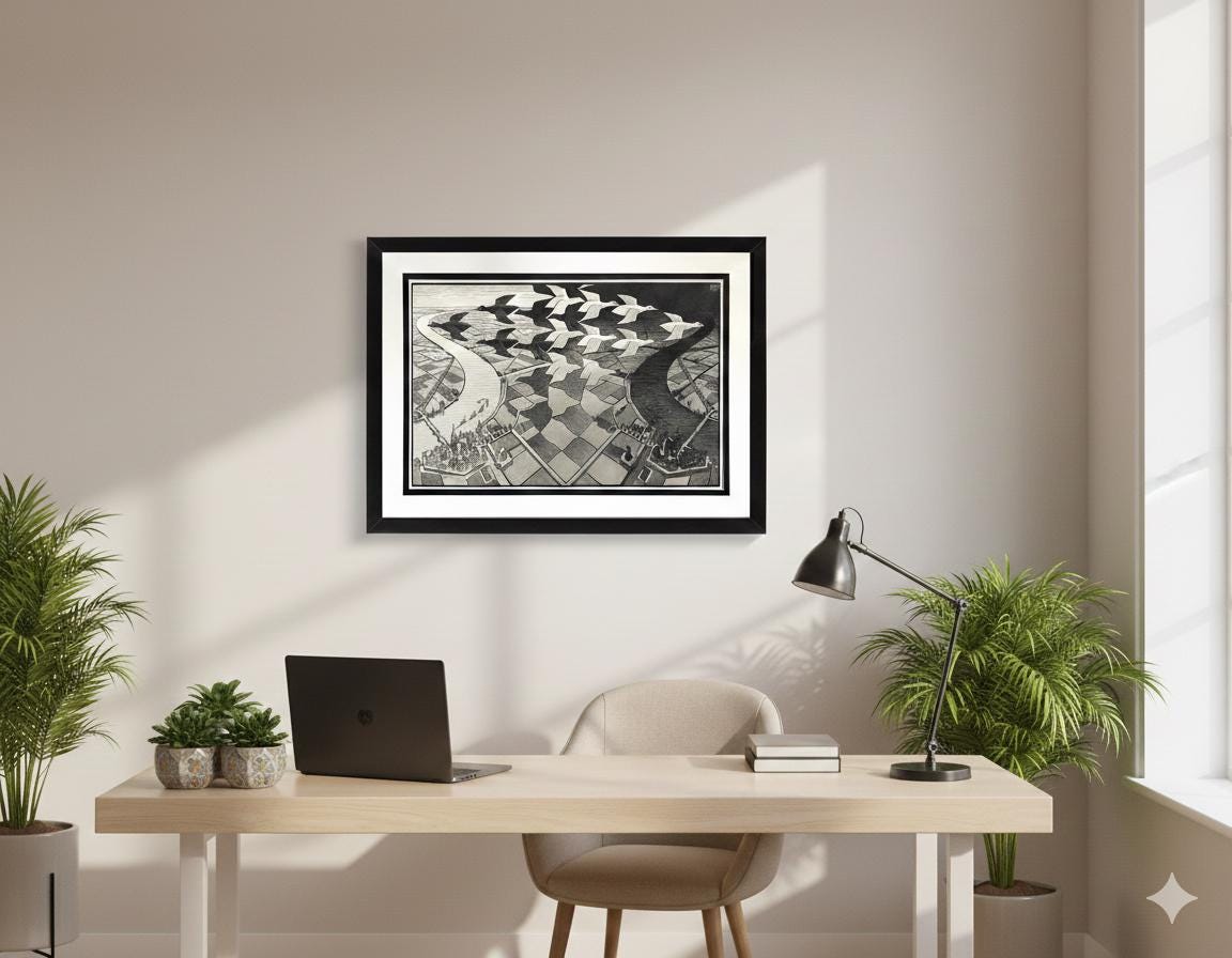 M.C. Escher Night and Day Print Fine Art Poster