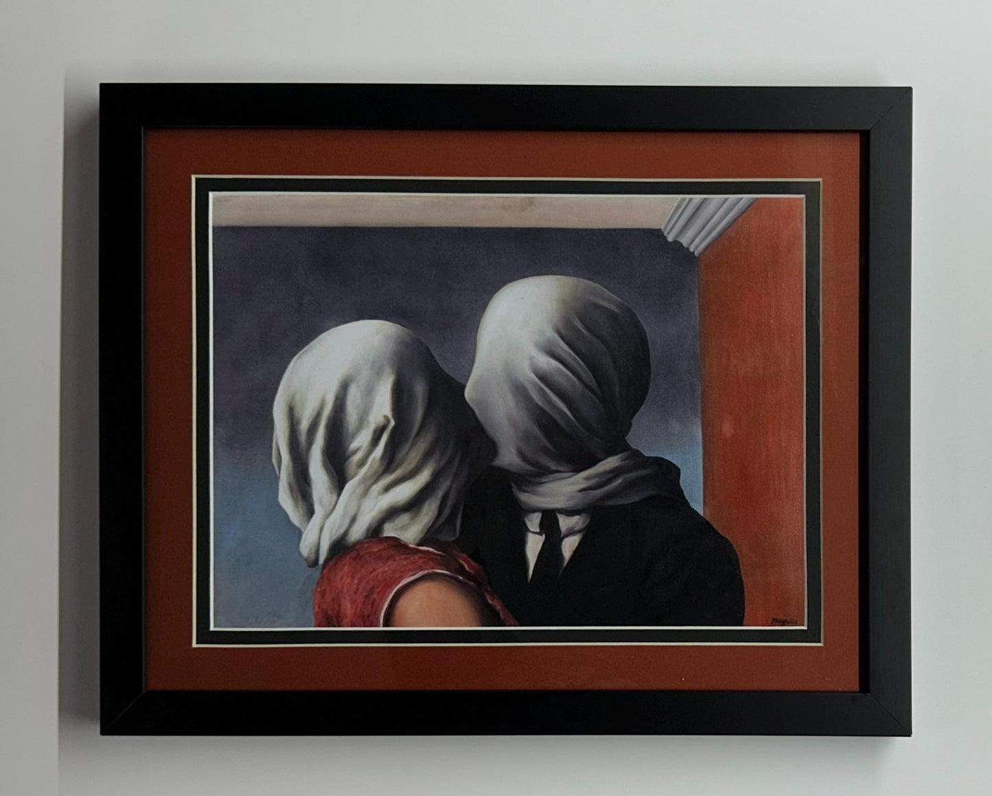 The Kiss by Renee Magritte Framed Print customizable