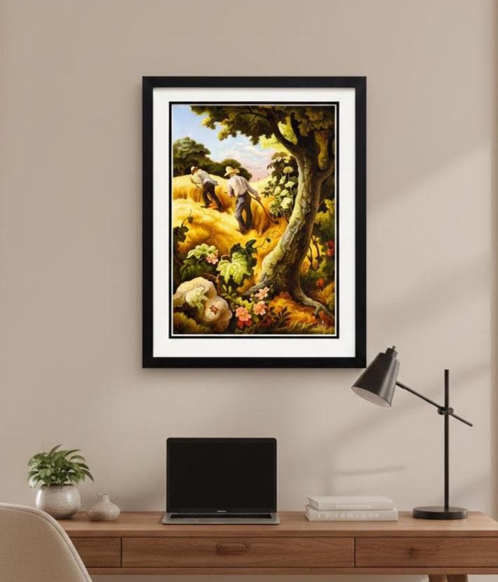 July Hay by Thomas Hart Benton Framed Print With Double Mat