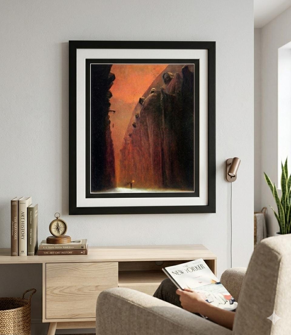 Beksinski Valley of the Dead Art Print -Framed Polish Surrealism Wall Art
