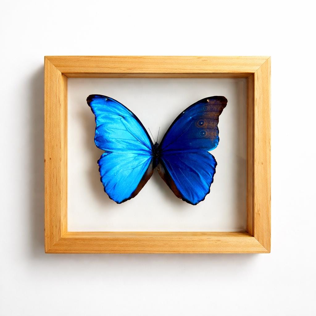Blue Morpho Butterfly Frame Double Glass Display – Real Butterfly Specimen
