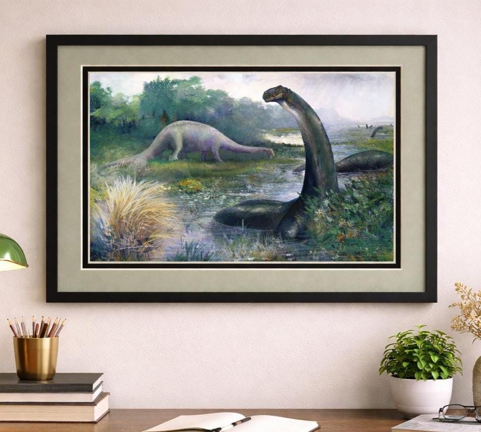 Brontosaurus Dinosaur Framed Poster
