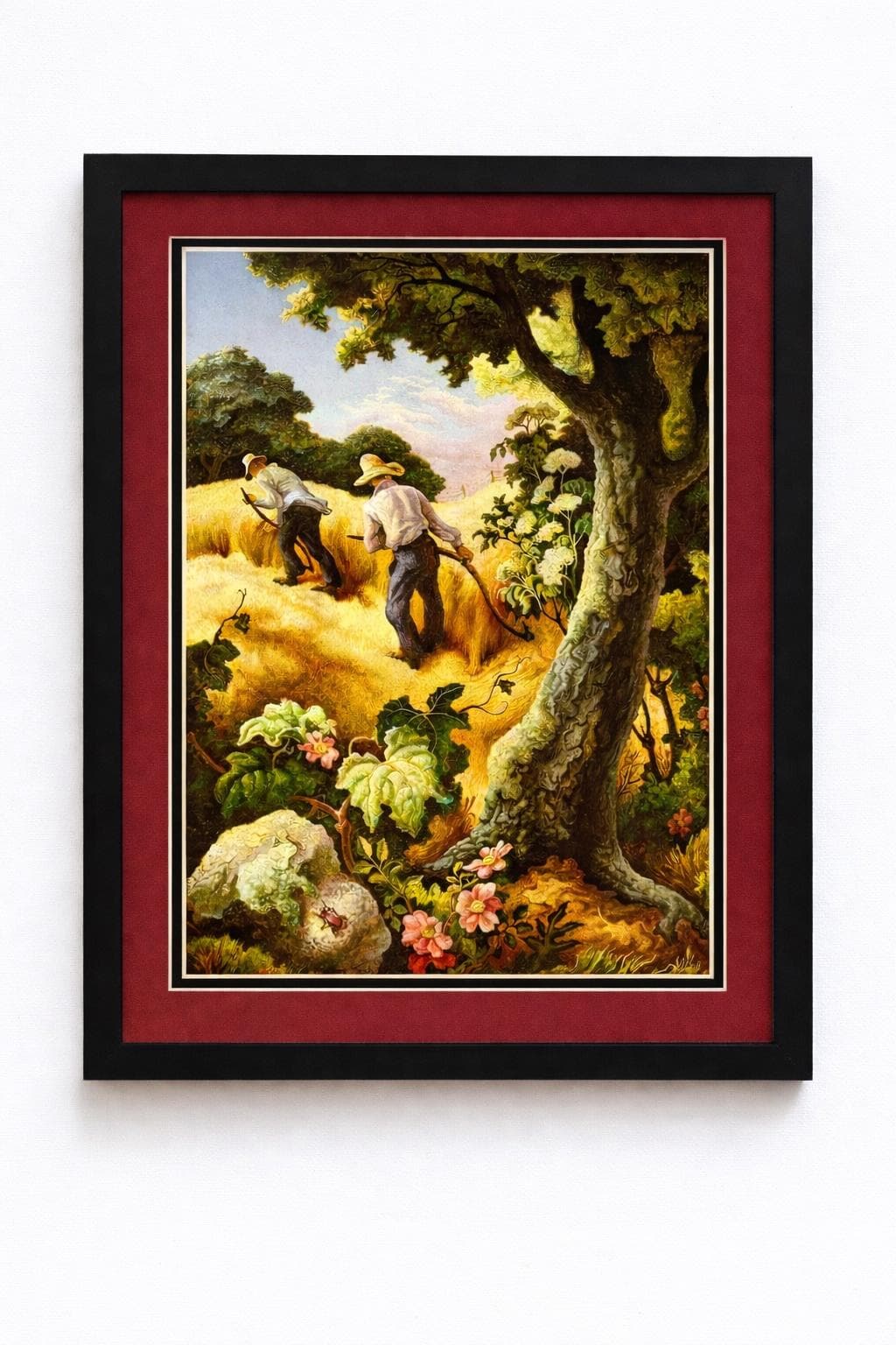 July Hay by Thomas Hart Benton Framed Print With Double Mat