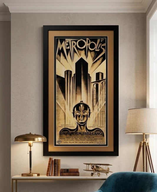 Metropolis Poster Framed with Metallic Dark Gold Mat