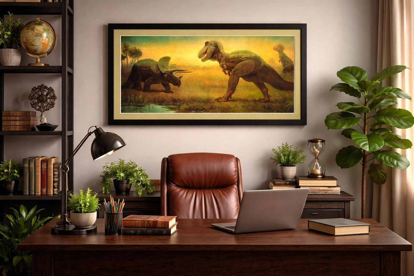 T-Rex Vs Triceratops Dinosaur Poster Framed Art Print by Charles R. Knight