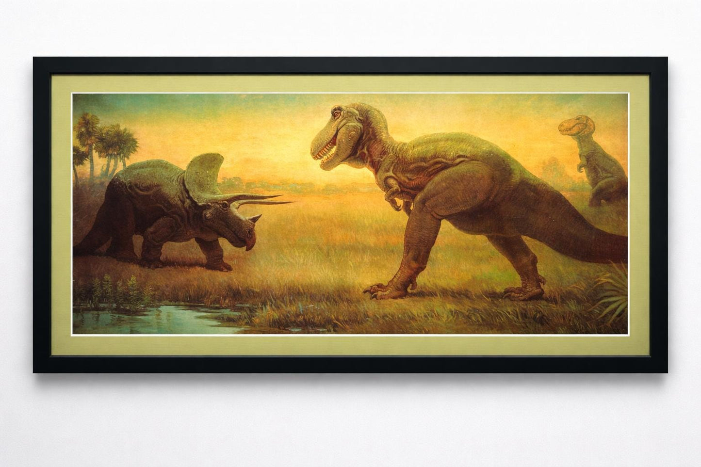 T-Rex Vs Triceratops Dinosaur Poster Framed Art Print by Charles R. Knight