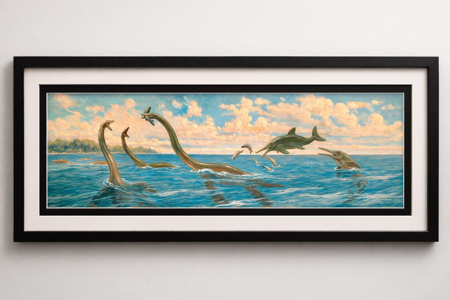 Charles Knight Dinosaur Poster Framed Print Plesiosaur's & Ichthyosaurs