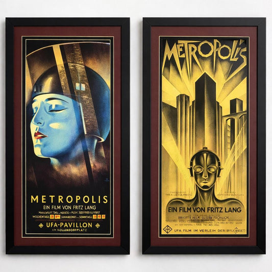 Metropolis Movie Poster Set Framed with Metallic Gold Mat
