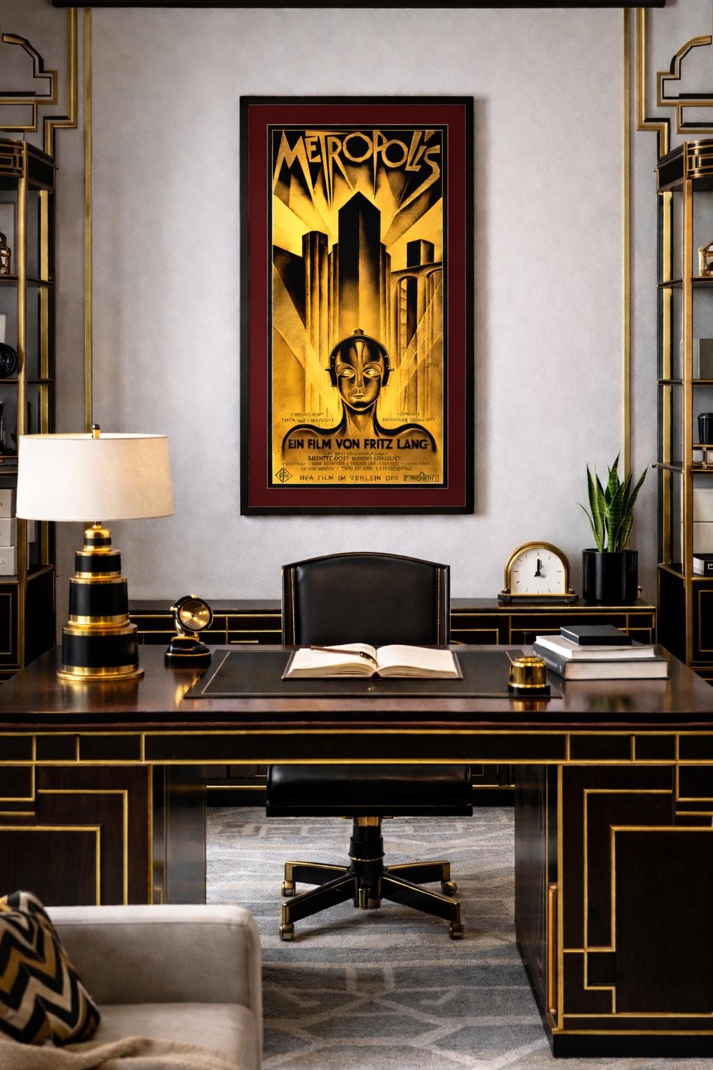 Metropolis Movie Poster Set Framed with Metallic Gold Mat