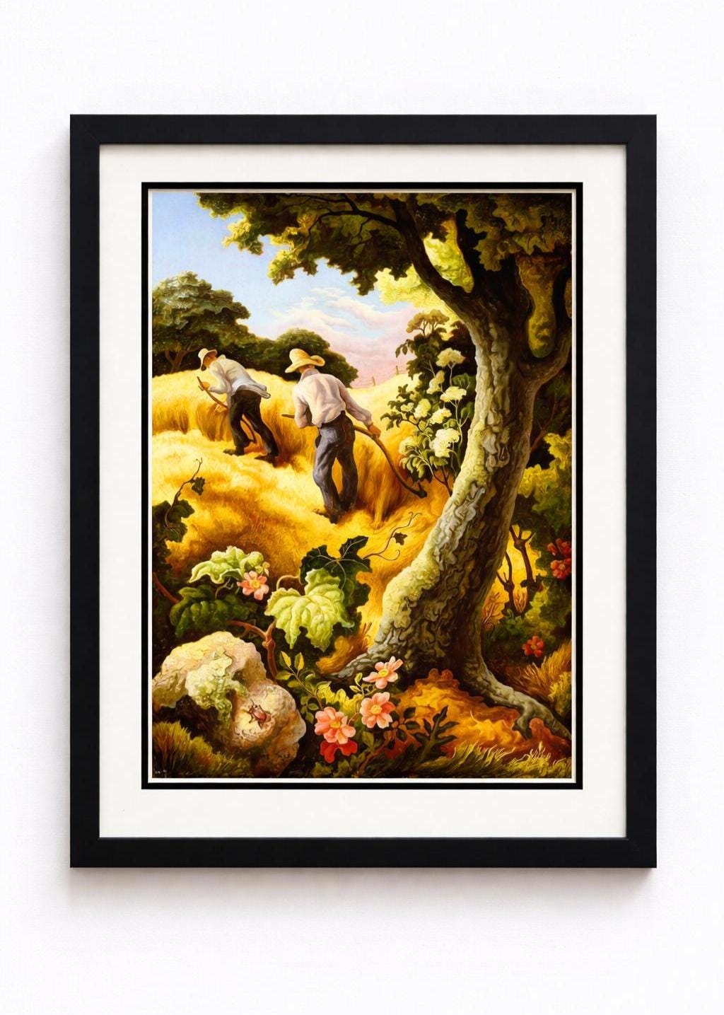 July Hay by Thomas Hart Benton Framed Print With Double Mat
