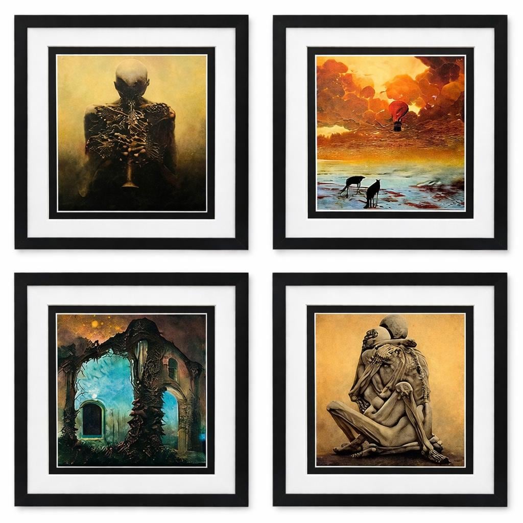 Beksiński Art Posters Framed Print Set of 4