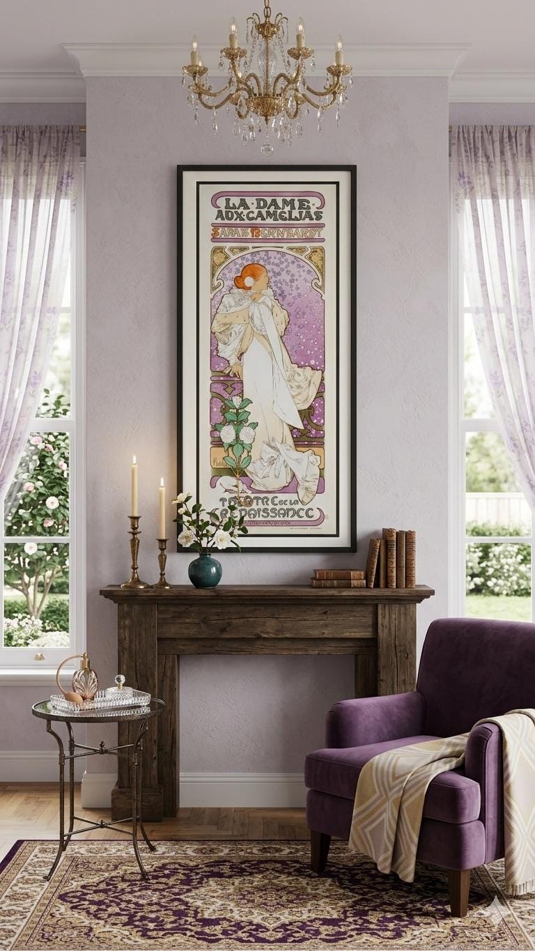 Alphonse Mucha La Dame aux Camelias Art Print Art Nouveau Wall Decor Finest Quality Framing