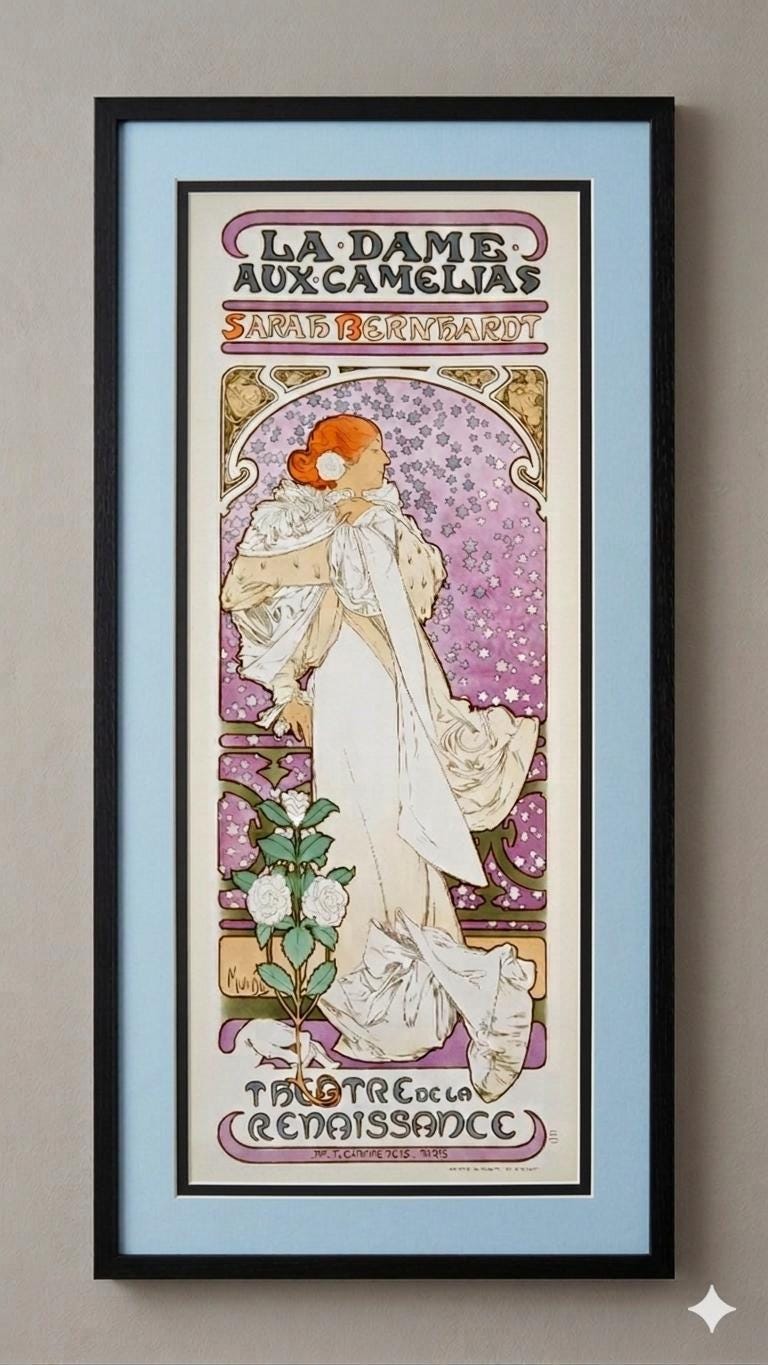 Alphonse Mucha La Dame aux Camelias Art Print Art Nouveau Wall Decor Finest Quality Framing