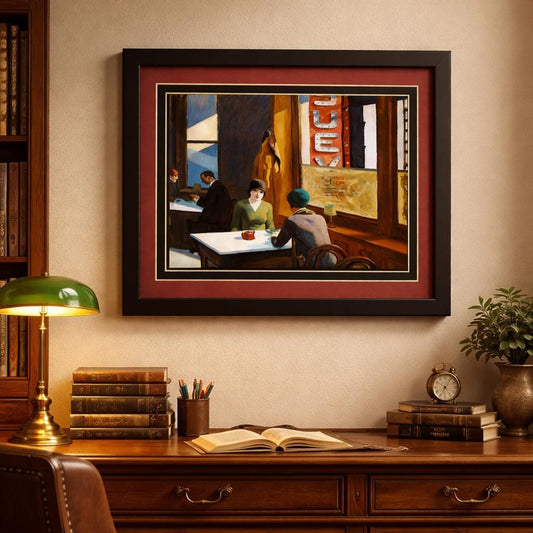 Edward Hopper Chop Suey Framed Print – Classic American Realism Wall Art – Vintage Café Scene Painting
