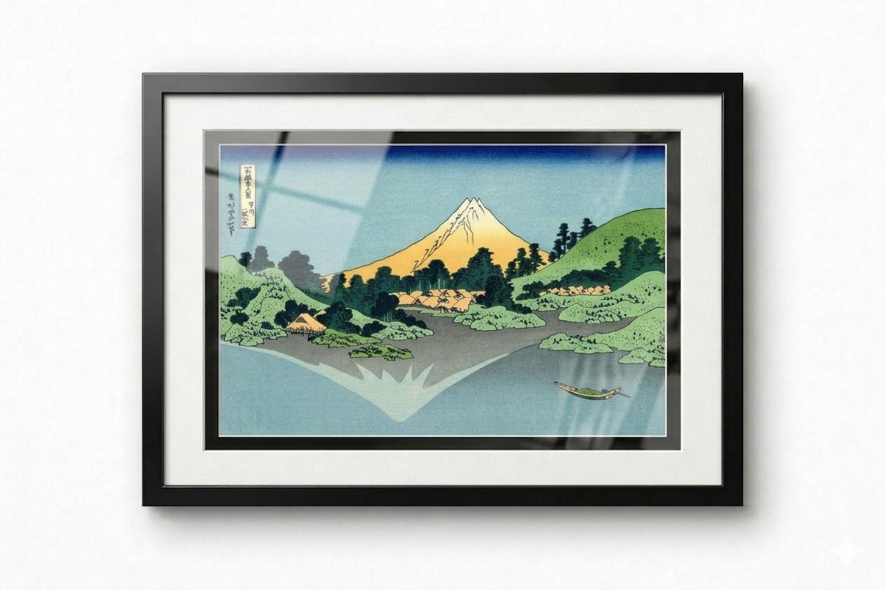 Hokusai, Mount Fuji from The Lake of Hakone Framed Print Customizable