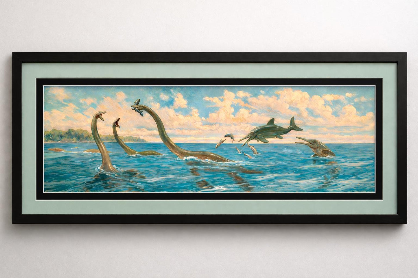 Charles Knight Dinosaur Poster Framed Print Plesiosaur's & Ichthyosaurs