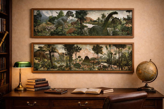 The Age of Reptiles Dinosaur Mural Poster by Zallinger Framed Set