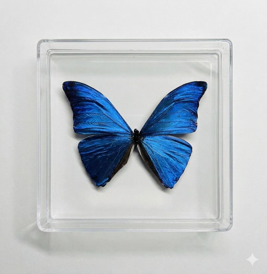 Real Butterfly Framed Including  Blue Morpho Adonis