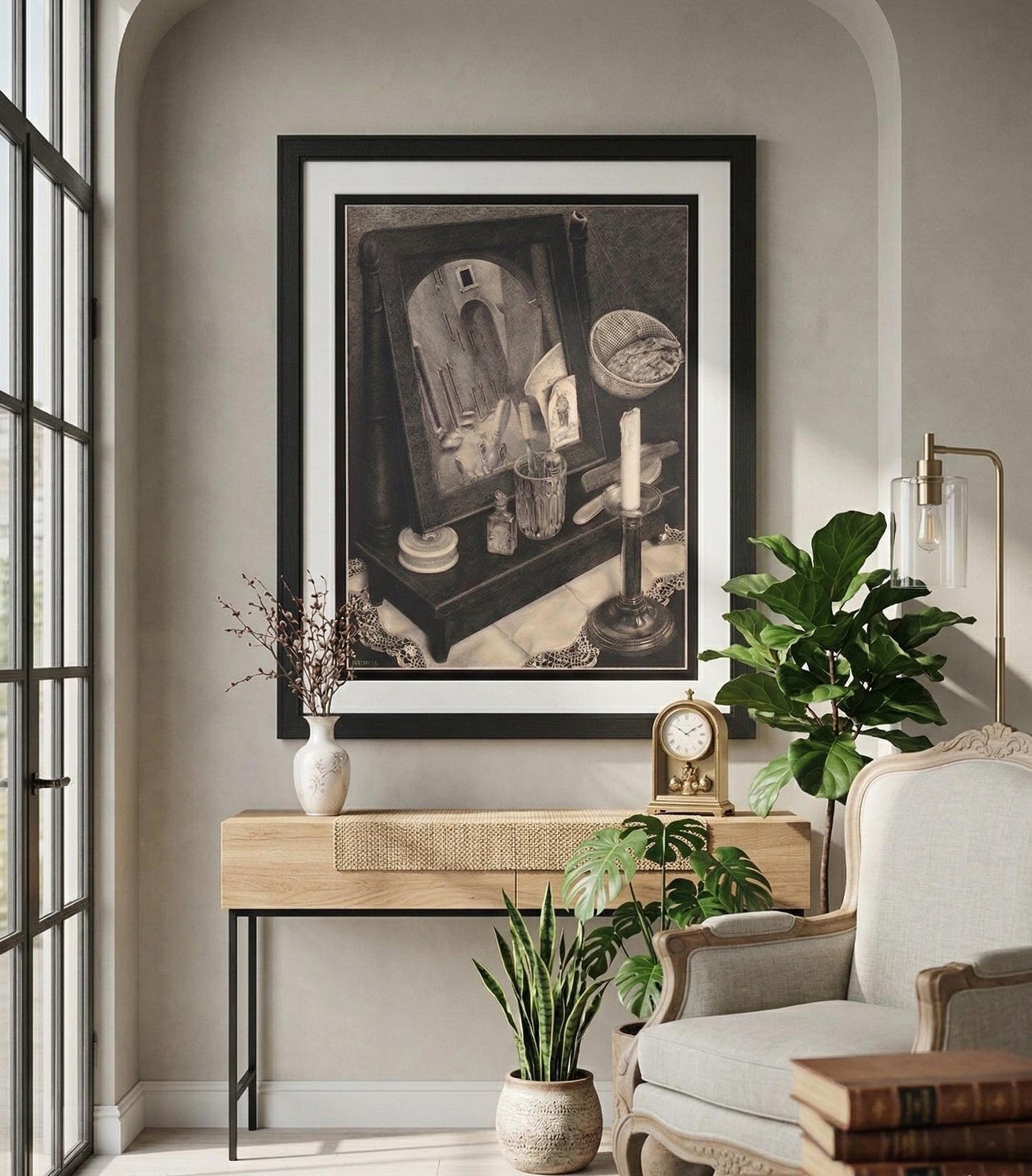 Still Life Mirror by M.C. Escher Art Framed Print