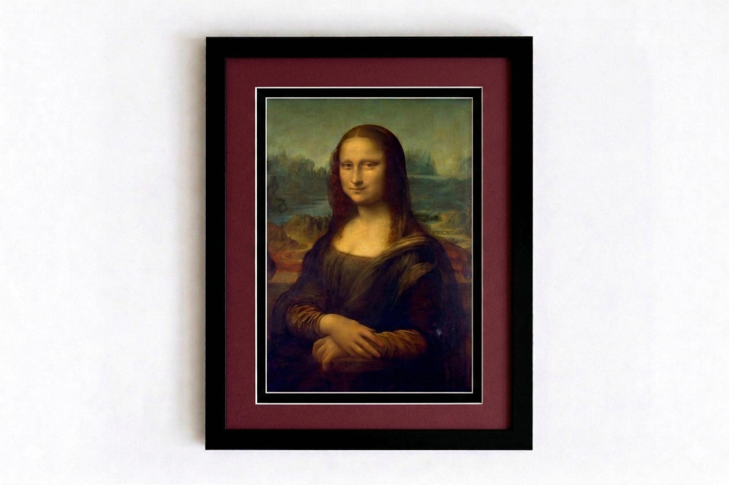 Mona Lisa Framed Art Print, Leonardo da Vinci Fine Art, Double Matted Wall Decor, Classic Masterpiece