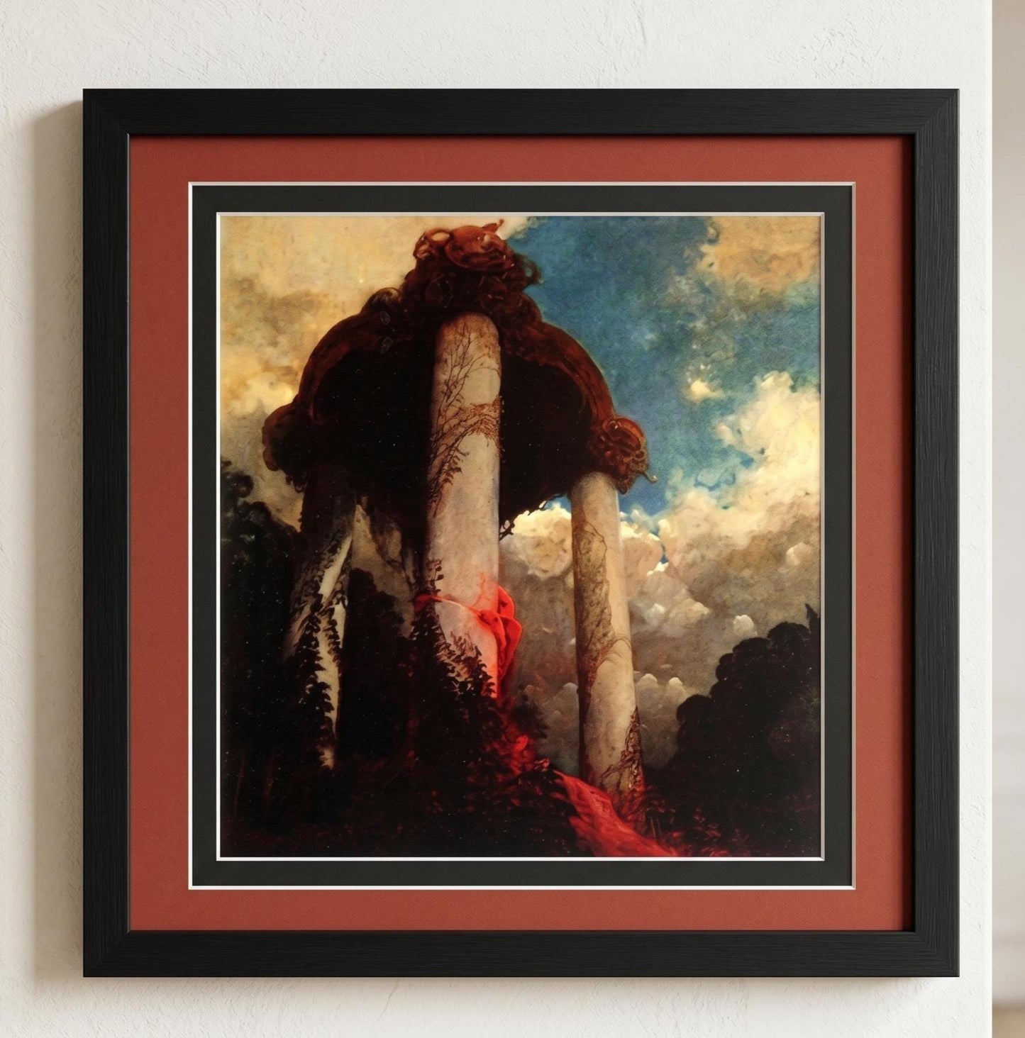 Beksinski Art Surreal Columns Landscape Fine Art Framed Print