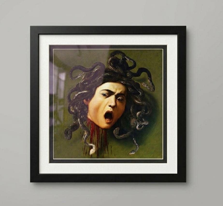 Caravaggio Medusa Framed Wall Art | Baroque Fine Art Print | Dark Academia Decor Print with Double Mat.