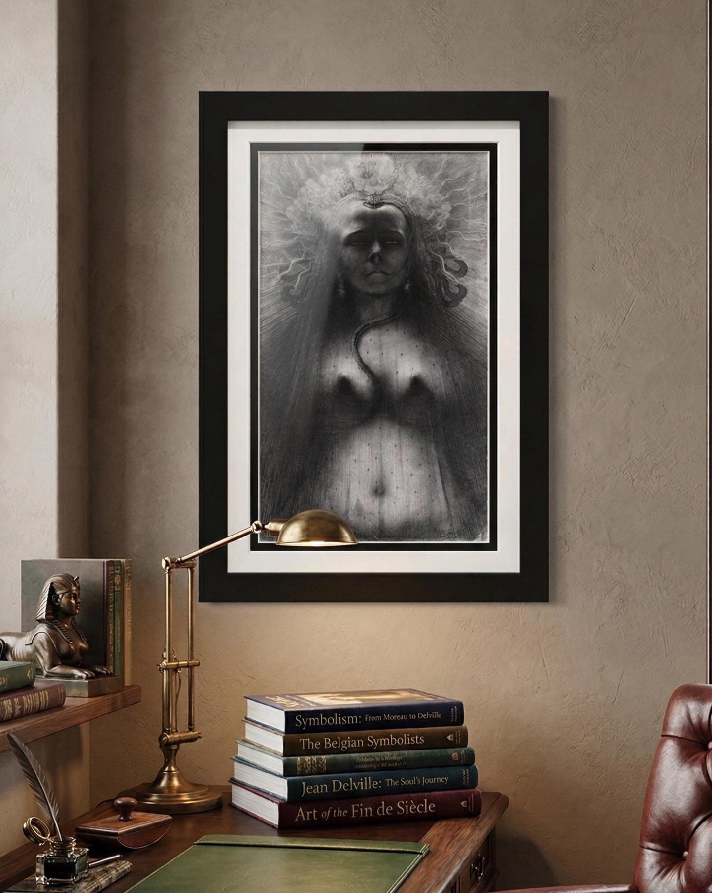 Jean Delville Medusa Print – Dark Academia Wall Art, Symbolist Occult Decor, Gothic Mythology Artwork, Macabre Fine Art, Esoteric Gift
