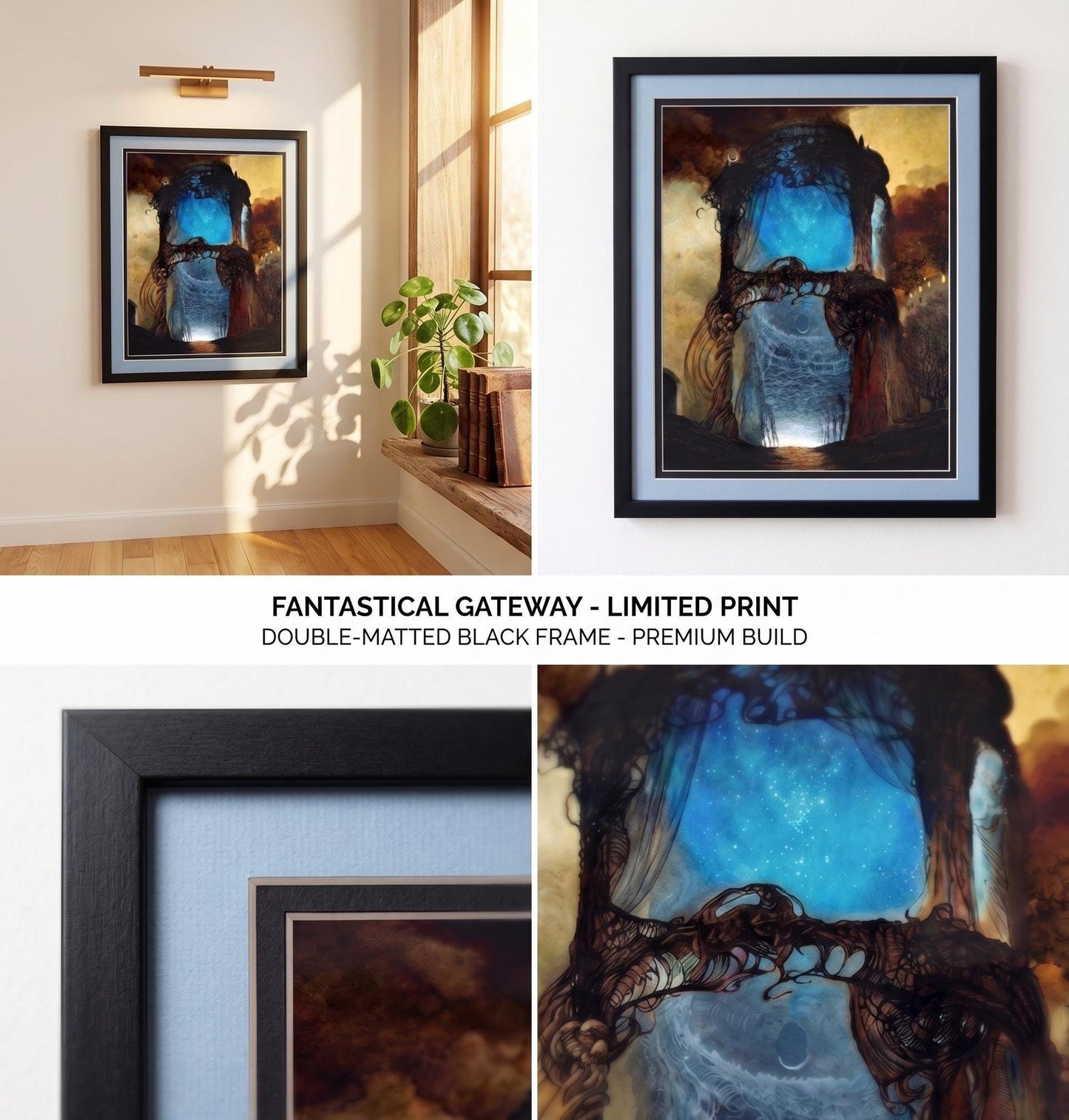 Beksinski Art Print -Blue Chapel - Framed Polish Surrealism Wall Art - Dark Fantasy Dystopian Home Decor