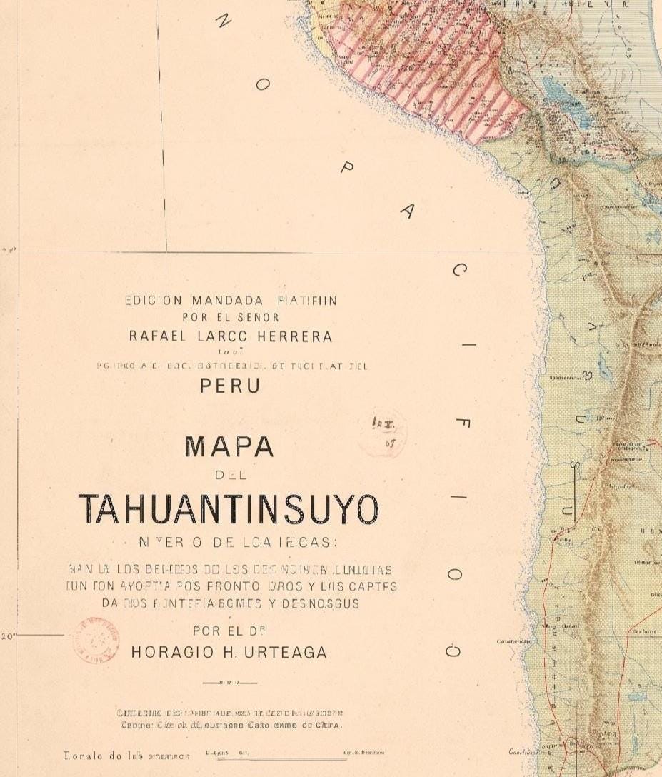 Inca Empire Map 1926 Tahuantinsuyo Print, Vintage Peru History Wall Art, Ancient Civilizations Poster