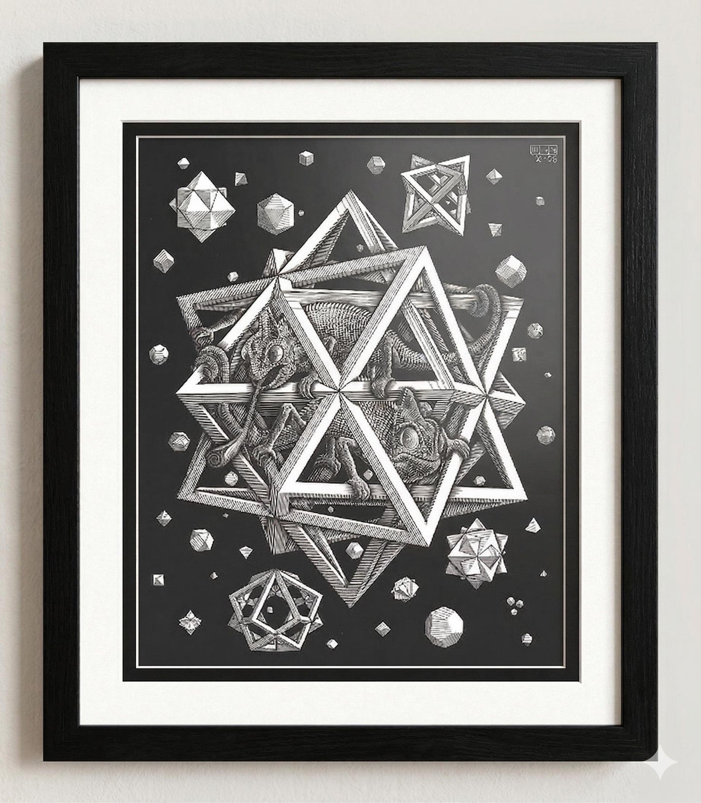 Stars by M.C. Escher Art Framed Print Chameleons
