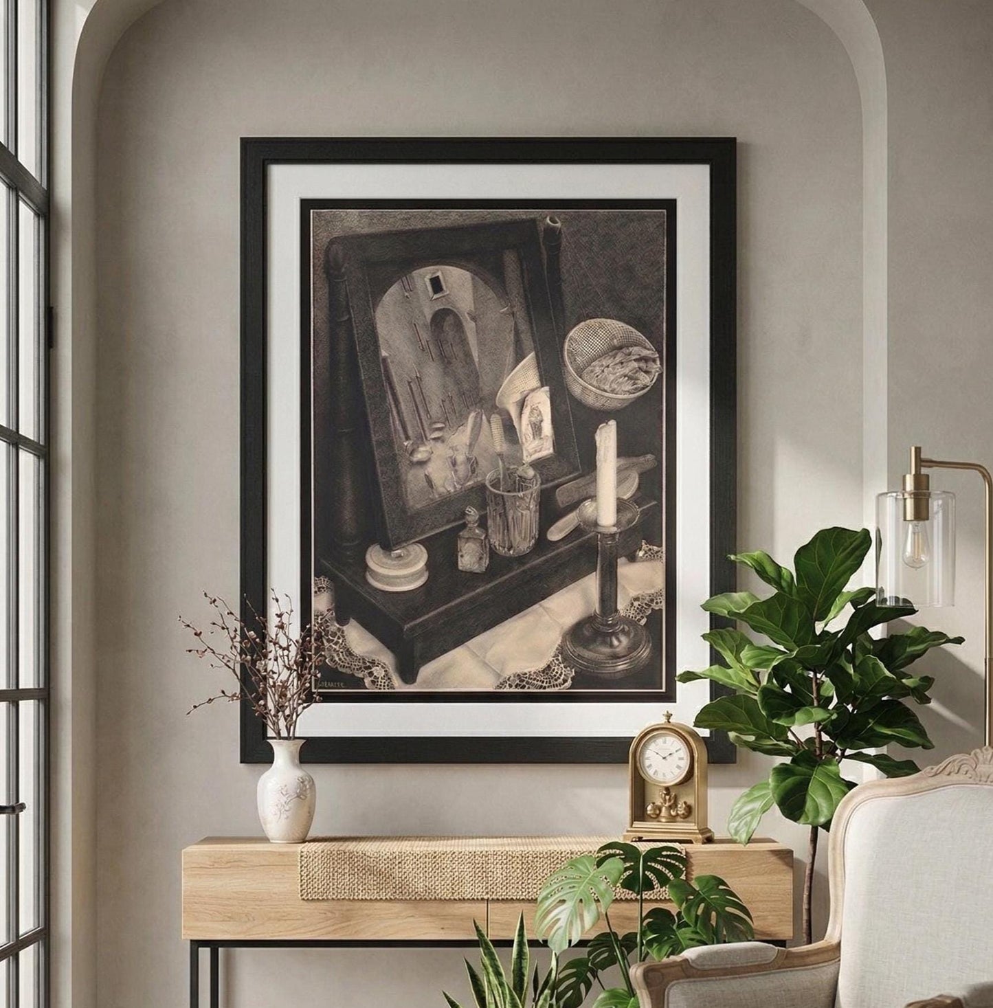 Still Life Mirror by M.C. Escher Art Framed Print