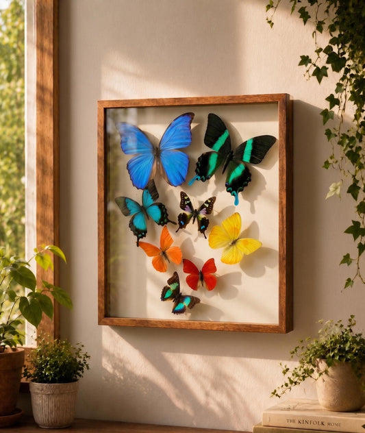 Blue Morpho Butterfly Collection. 8 Real Butterflies Framed  With Glass