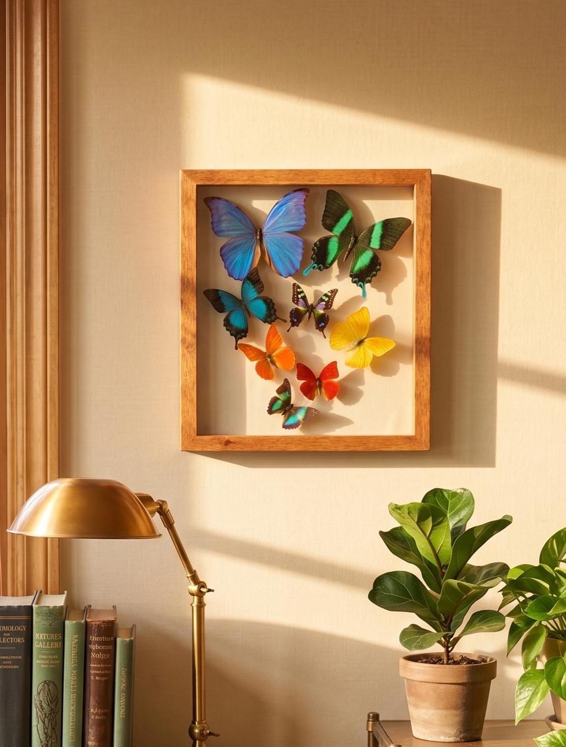 Blue Morpho Butterfly Collection. 8 Real Butterflies Framed  With Glass